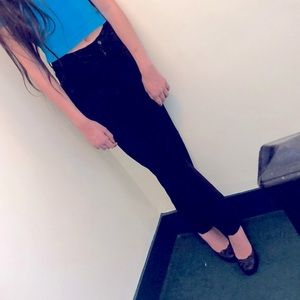 Ralph Lauren High waisted black genuine suede Leather pants  w/ lining.